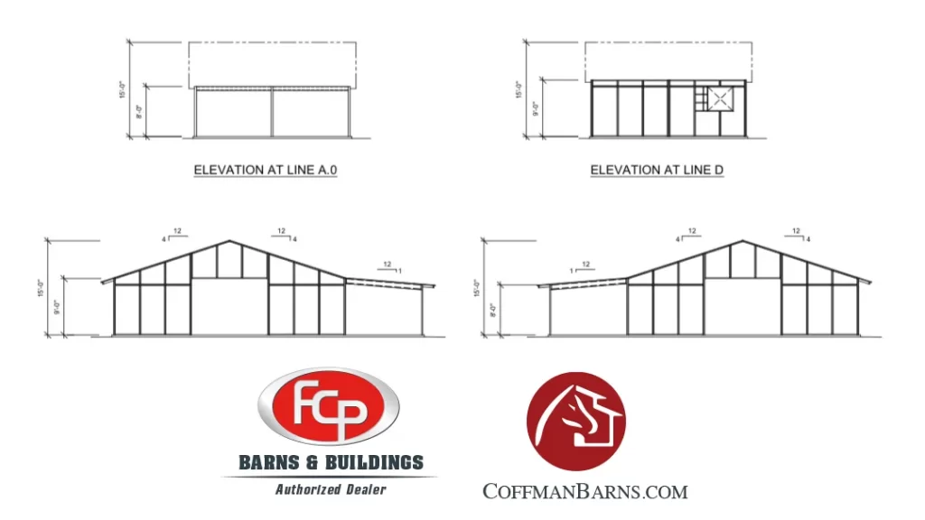FCP Santa Fe Barn Builders Barn Kit Elevation Plans Image