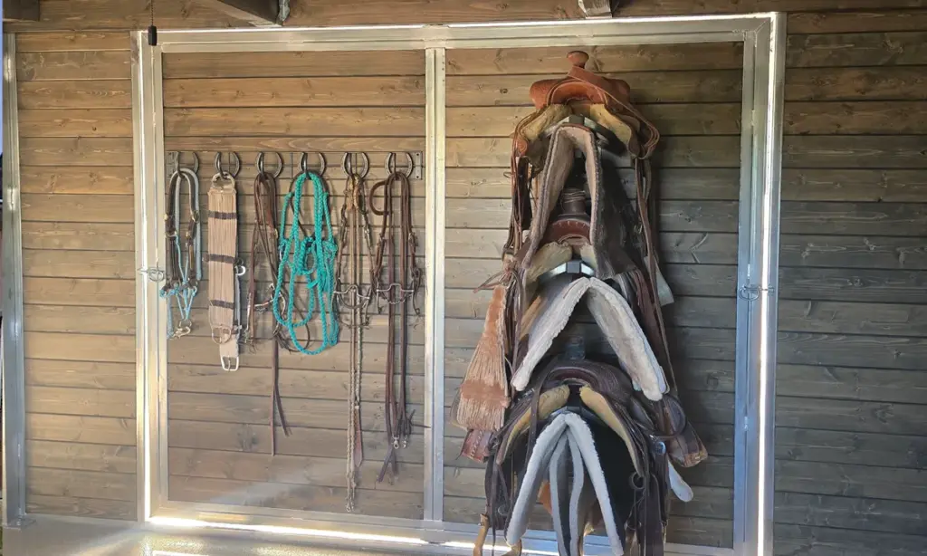 FCP Wood Sided Steel Barns Project Image Tack Wall