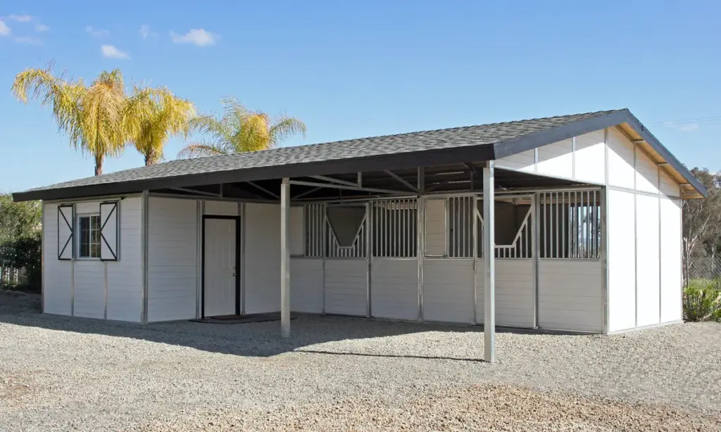 FCP White Wood Sided Steel Barns Project Image