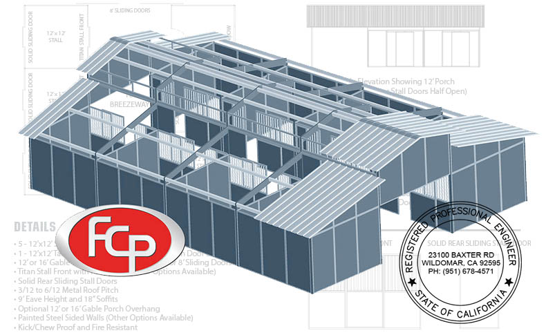 FCP Horse Barn Plans - Image of a 3D RCA Cutaway View Showing Floor Plan
